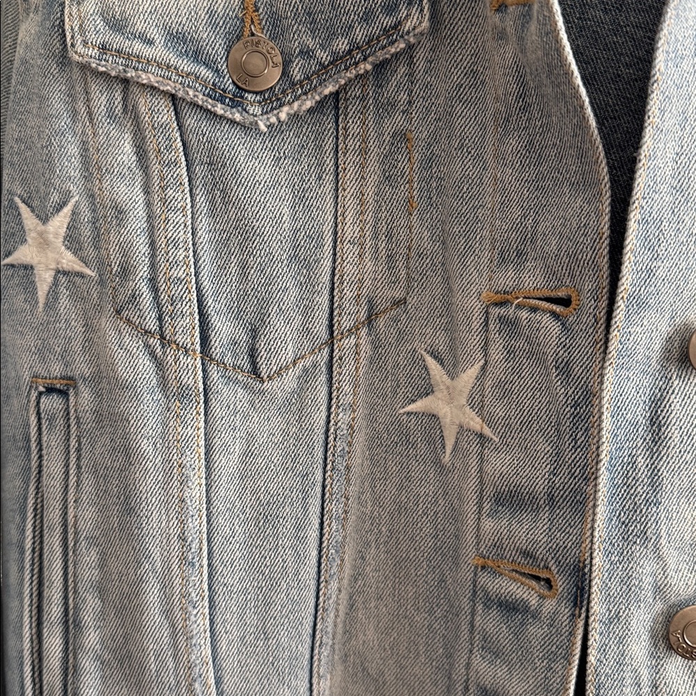 Pistola Star-Patterned Jean Jacket - Light Blue - Picture 2 of 4